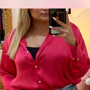 Zara Vibrant Pink Button Down Shirt